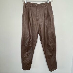 Vintage Leather Pants 80’s Toffs Brown Tapered Fit